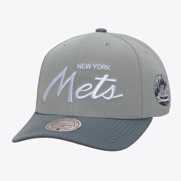 Men's Mitchell & Ness  Gray New York Mets Thunderstorm Head Coach Pro-Crown Adjustable Hat