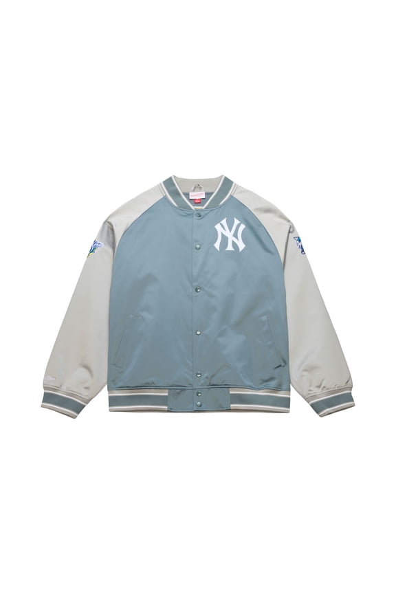 Men's Mitchell & Ness  Gray New York Yankees Thunderstorm Head Coach Lightweight Satin Full-Snap Jacket
