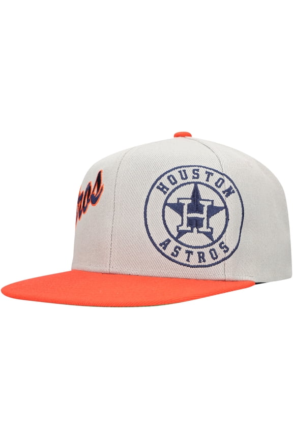 Men's Mitchell & Ness Gray/Orange Houston Astros Knock Out Panel Snapback Hat