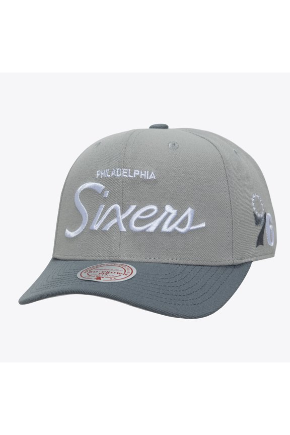 Men's Mitchell & Ness Gray Philadelphia 76ers Thunderstorm Head Coach Pro Crown Snapback Hat