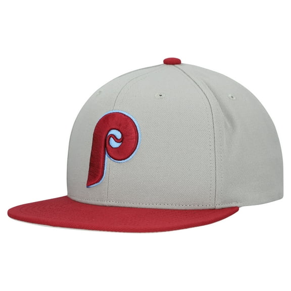Men's Mitchell & Ness Gray Philadelphia Phillies Cooperstown Collection Basic Flip Snapback Hat