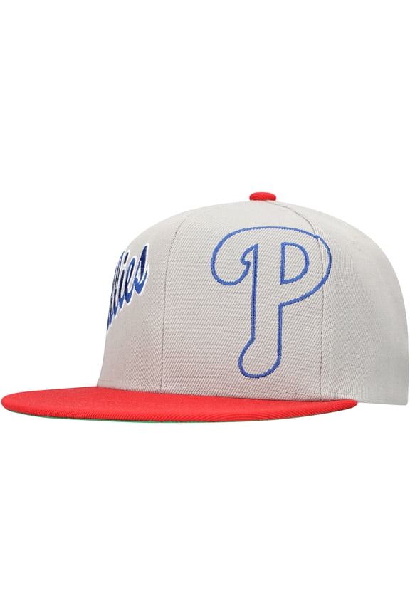 Men's Mitchell & Ness Gray Philadelphia Phillies Knock Out Panel Snapback Hat