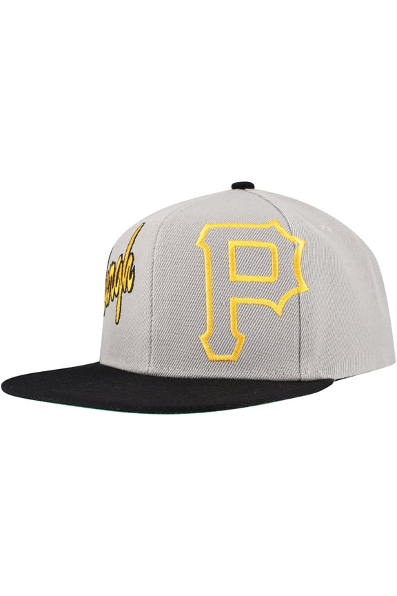 Men's Mitchell & Ness Gray Pittsburgh Pirates Knock Out Panel Snapback Hat