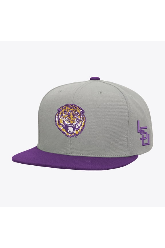 Men's Mitchell & Ness  Gray/Purple LSU Tigers Plaid OG Snapback Hat