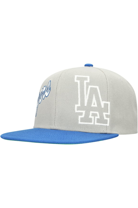 Men's Mitchell & Ness Gray/Royal Los Angeles Dodgers Knock Out Panel Snapback Hat