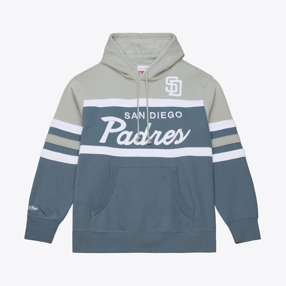 Men's Mitchell & Ness Gray San Diego Padres Cooperstown Collection Thunderstorm Head Coach Hoodie