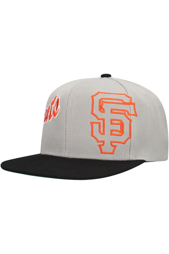Men's Mitchell & Ness Gray San Francisco Giants Knock Out Panel Snapback Hat