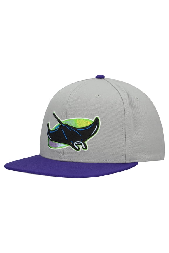 Men's Mitchell & Ness Gray Tampa Bay Rays Cooperstown Collection Basic Flip Snapback Hat