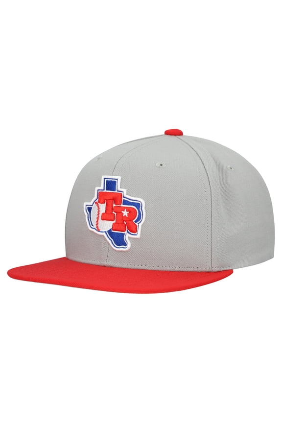 Men's Mitchell & Ness Gray Texas Rangers Cooperstown Collection Basic Flip Snapback Hat