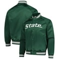 thumbnail image 1 of Men's Mitchell & Ness Green Michigan State Spartans Lightweight Current Logo Satin Full-Snap Jacket, 1 of 3