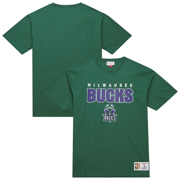Men's Mitchell & Ness  Green Milwaukee Bucks Hardwood Classics Throw It Back Premium T-Shirt