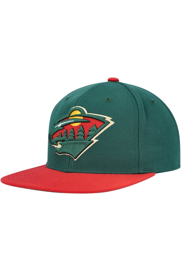 Men's Mitchell & Ness Green Minnesota Wild Core Team Ground 2.0 Snapback Hat