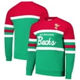 thumbnail image 1 of Men's Mitchell & Ness Green/Red Milwaukee Bucks Hardwood Classics Vintage Logo Head Coach Pullover Sweatshirt, 1 of 3