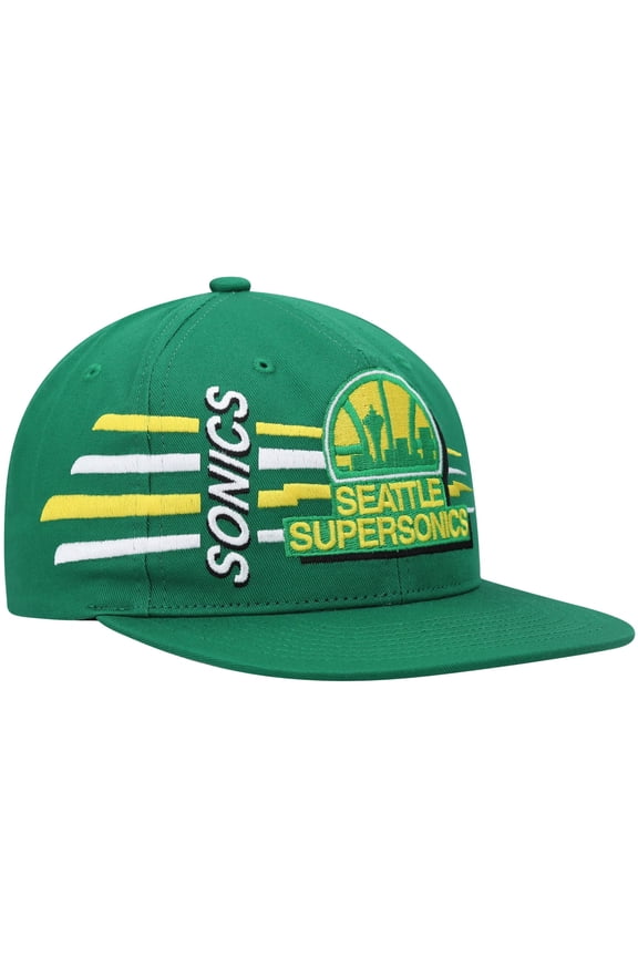 Men's Mitchell & Ness Green Seattle SuperSonics Hardwood Classics Retro Bolt Deadstock Snapback Hat - OSFA