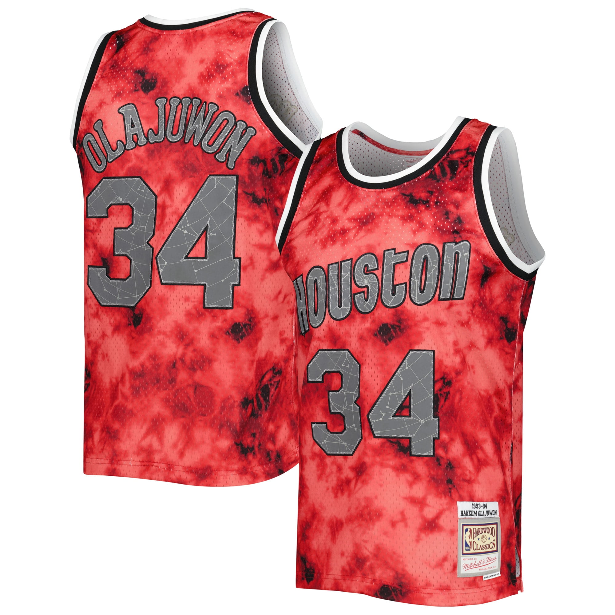 Red Panda Houston Rockets Men's Mitchell & Ness Hakeem Olajuwon Red Houston Rockets 1993/94 ...