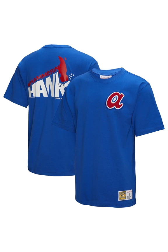 Men's Mitchell & Ness Hank Aaron Royal Atlanta Braves Legends Collection Vintage Logo T-Shirt