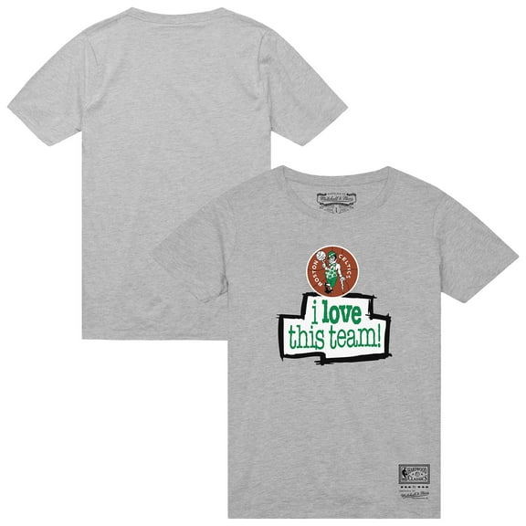 Men's Mitchell & Ness  Heather Gray Boston Celtics I Love This Team T-Shirt