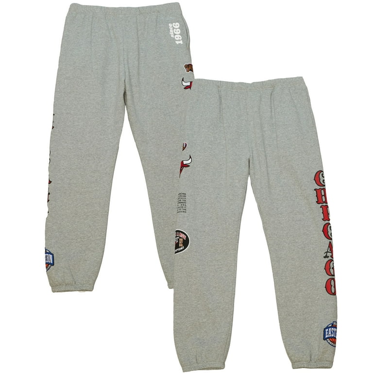 Men s Mitchell Ness Heather Gray Chicago Bulls Team Origins Fleece Sweatpants Walmart