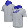 thumbnail image 1 of Men's Mitchell & Ness Heather Gray Los Angeles Dodgers Postgame Short Sleeve Pullover Hoodie, 1 of 3