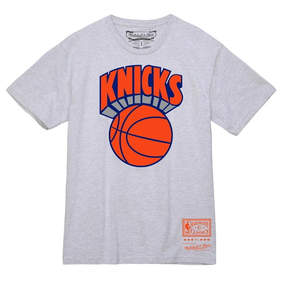 Men's Mitchell & Ness Heather Gray New York Knicks Hardwood Classics Vintage Logo T-Shirt