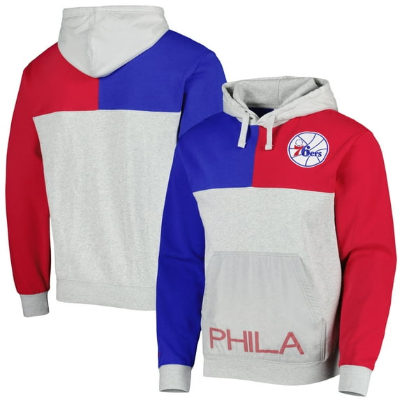 Men's Mitchell & Ness Heather Gray Philadelphia 76ers Tie-Breaker Pullover Hoodie