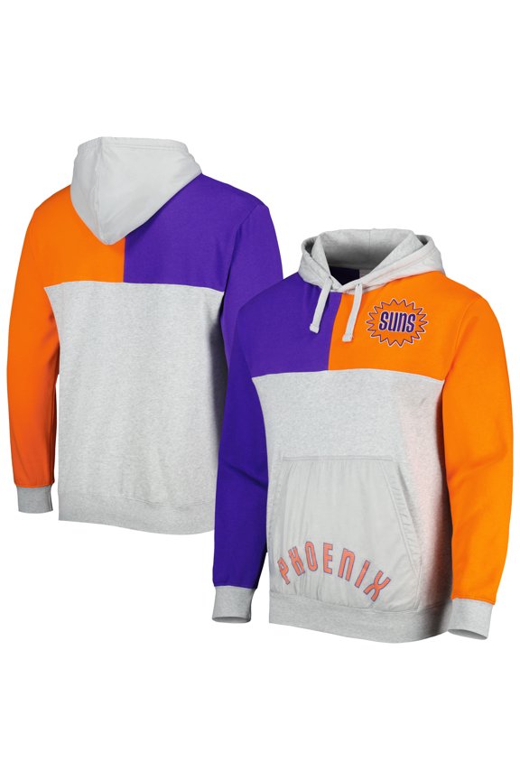 Men's Mitchell & Ness Heather Gray Phoenix Suns Tie-Breaker Pullover Hoodie