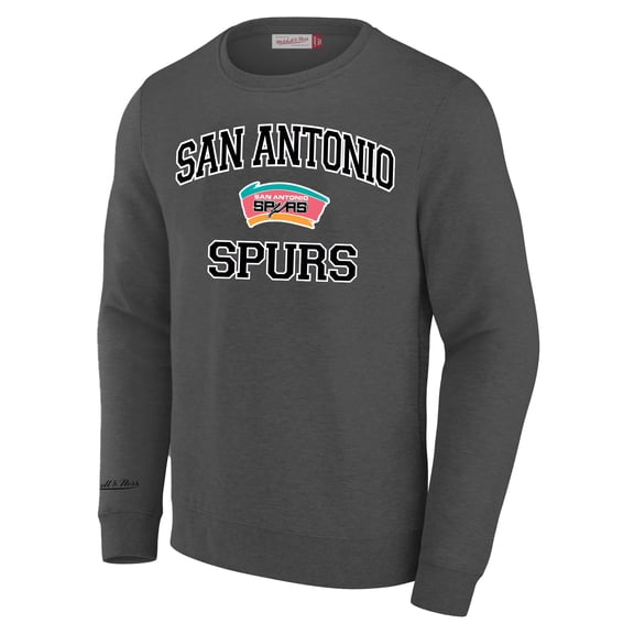 Men's Mitchell & Ness Heather Gray San Antonio Spurs Big & Tall Hardwood Classics Sweatshirt