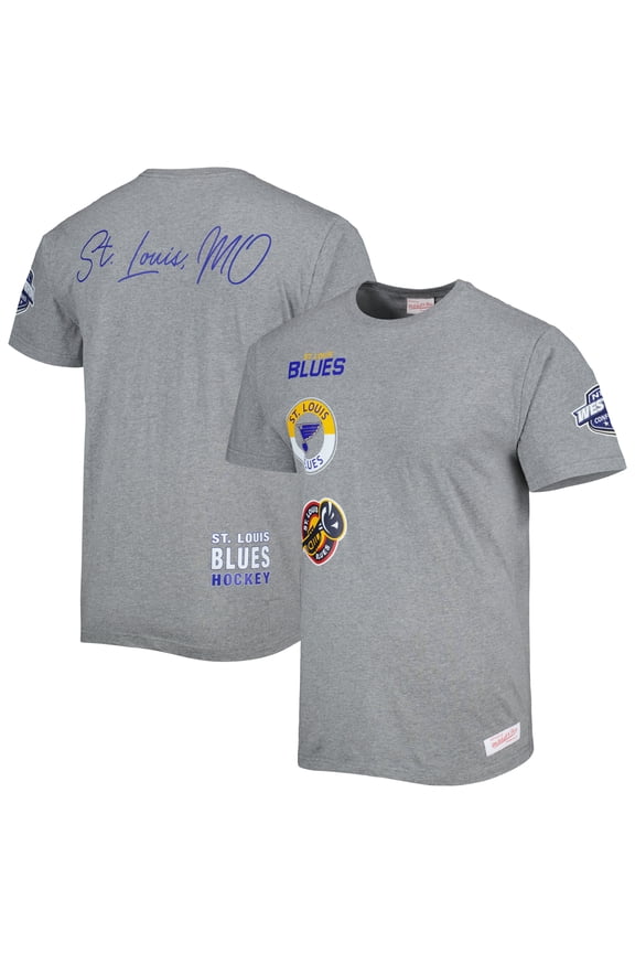 Men's Mitchell & Ness Heather Gray St. Louis Blues City Collection T-Shirt