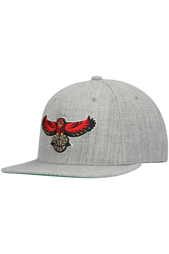 Men's Mitchell & Ness Heathered Gray Atlanta Hawks Hardwood Classics Team 2.0 Snapback Hat