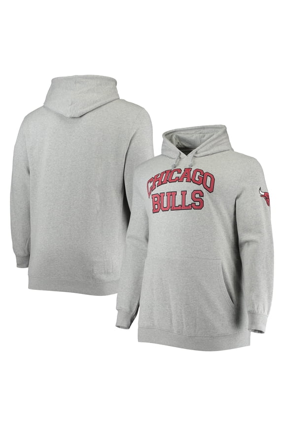 Men's Mitchell & Ness Heathered Gray Chicago Bulls Hardwood Classics Big & Tall Throwback Pullover Hoodie