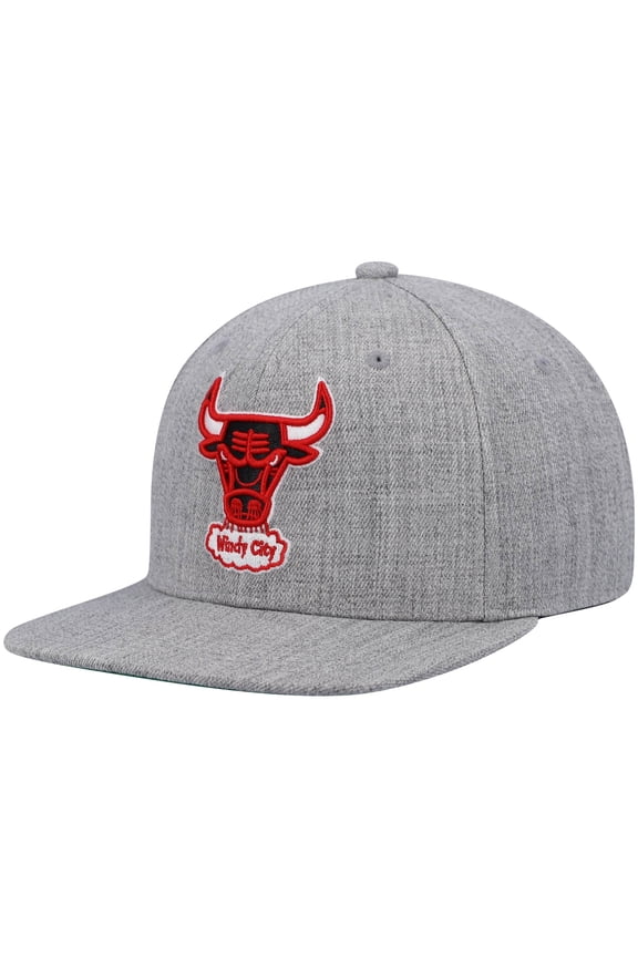 Men's Mitchell & Ness Heathered Gray Chicago Bulls Hardwood Classics Team 2.0 Snapback Hat