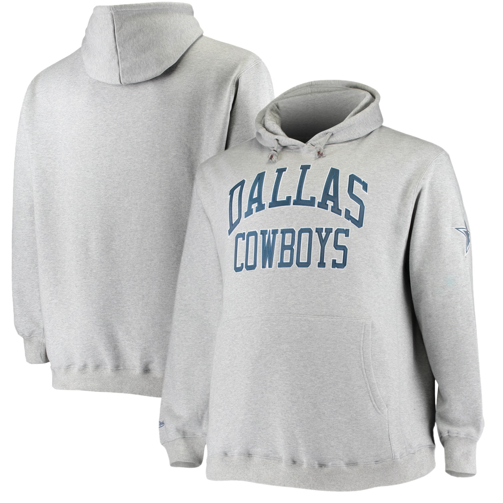 Men's Mitchell & Ness Heathered Gray Dallas Cowboys Logo Big & Tall Fleece Pullover  Hoodie 