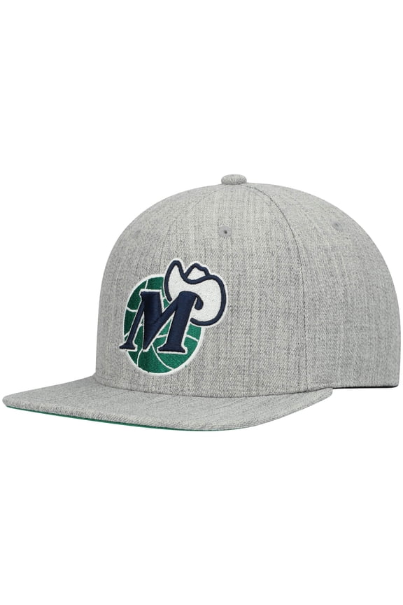 Men's Mitchell & Ness Heathered Gray Dallas Mavericks Hardwood Classics Team 2.0 Snapback Hat