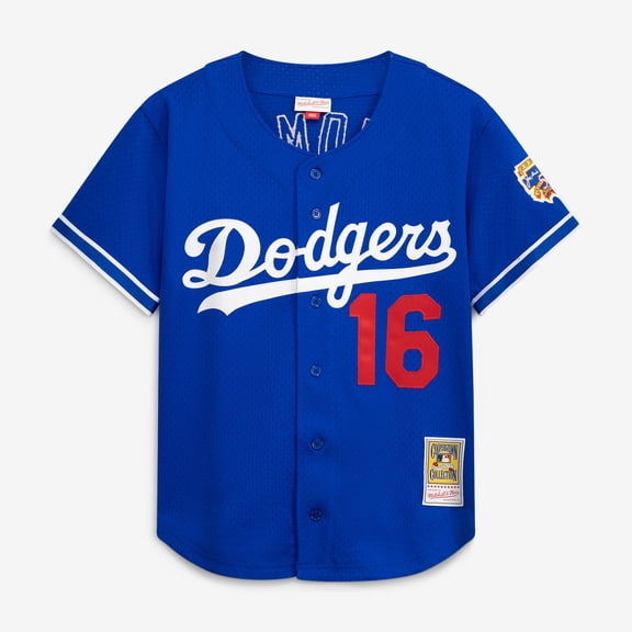 Men's Mitchell & Ness Hideo Nomo Royal Los Angeles Dodgers Cooperstown Collection Mesh Batting Practice Button-Up Jersey
