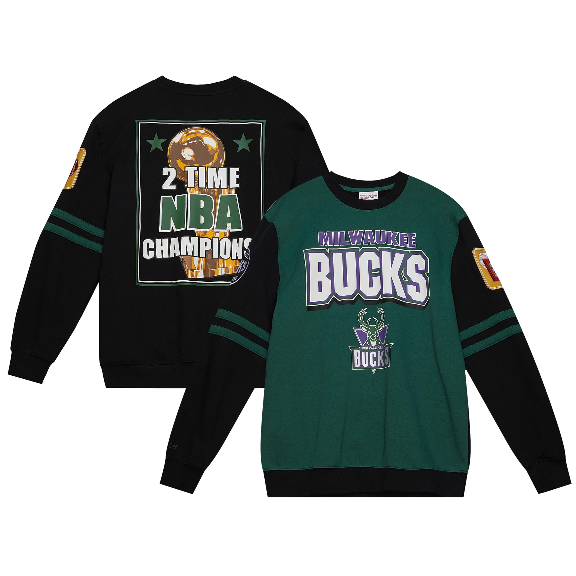 Men's Mitchell Ness Hunter Green Milwaukee Bucks All Over
