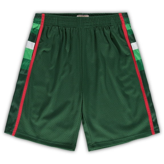 Men's Mitchell & Ness Hunter Green Milwaukee Bucks Big & Tall Hardwood Classics Team Swingman Shorts