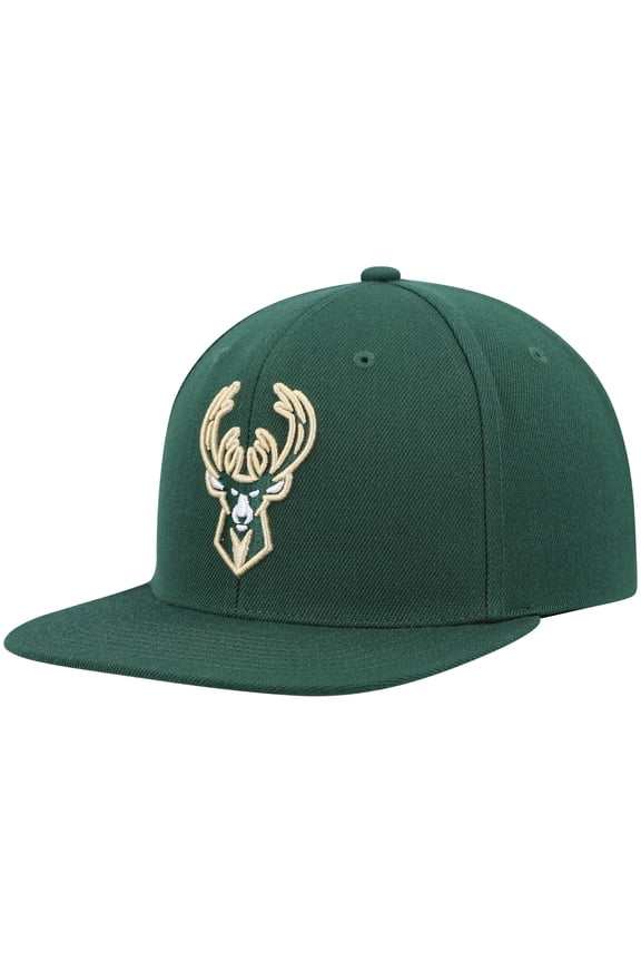 Men's Mitchell & Ness Hunter Green Milwaukee Bucks Ground 2.0 Snapback Hat