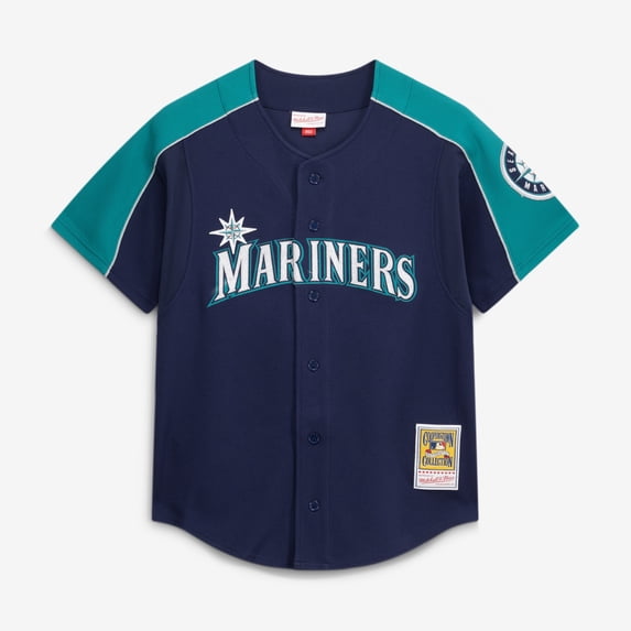 Men's Mitchell & Ness Ichiro Suzuki Navy Seattle Mariners 2006 Cooperstown Mesh Batting Practice Button-Up Jersey