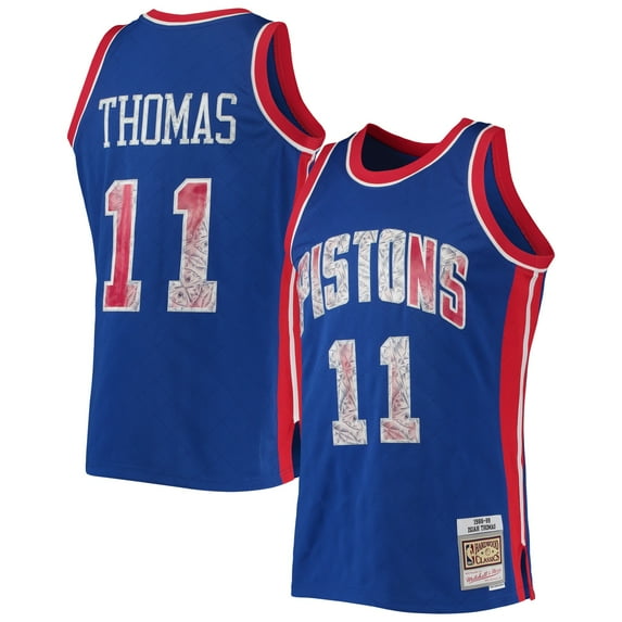 Men's Mitchell & Ness Isiah Thomas Blue Detroit Pistons 1988/89 Hardwood Classics NBA 75th Anniversary Diamond Swingman