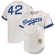 Mens Mitchell & Ness Jackie Robinson Gray Brooklyn Dodgers Cooperstown Collection Authentic Jersey