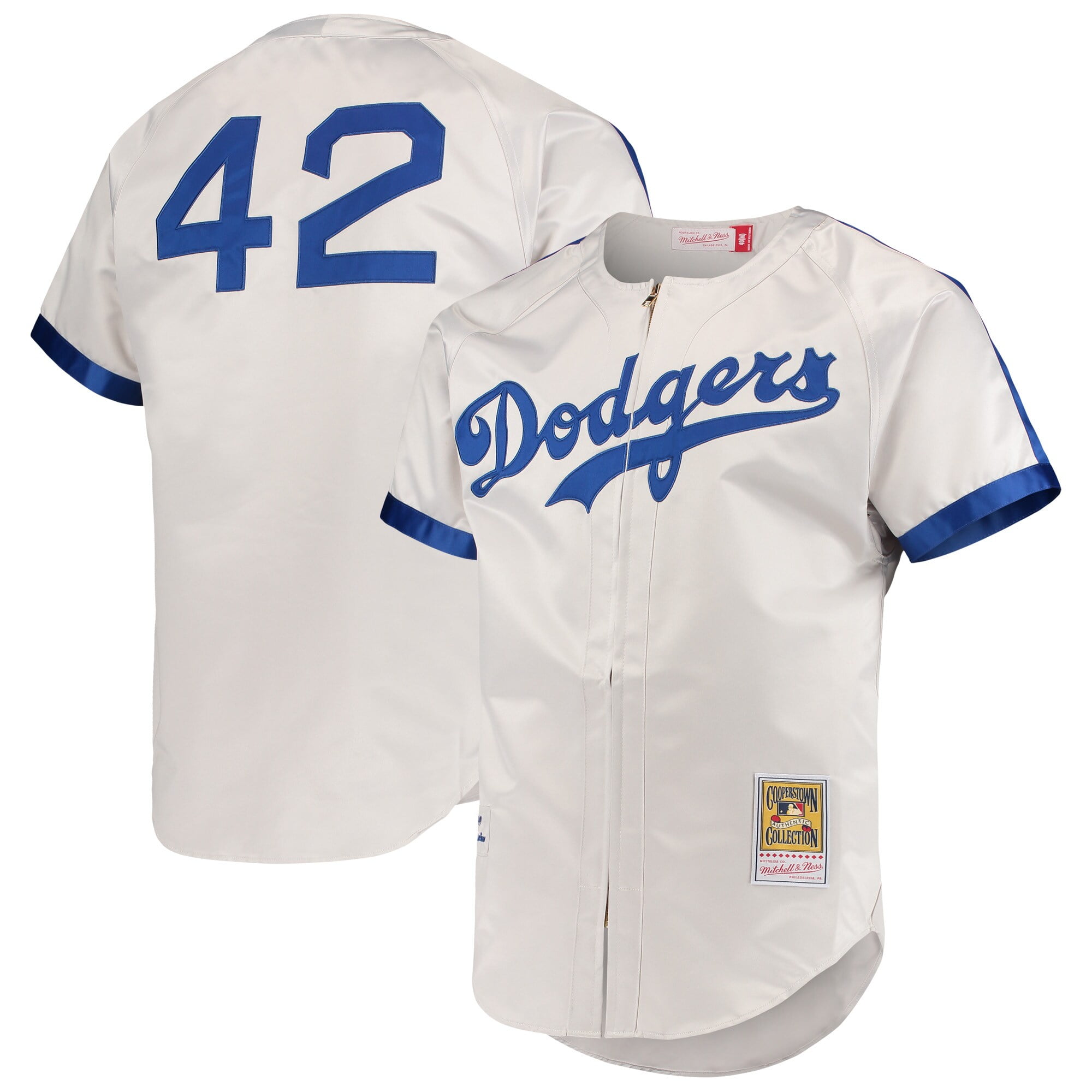 Men's Mitchell & Ness Jackie Robinson Gray Brooklyn Dodgers Cooperstown  Collection Authentic Jersey 