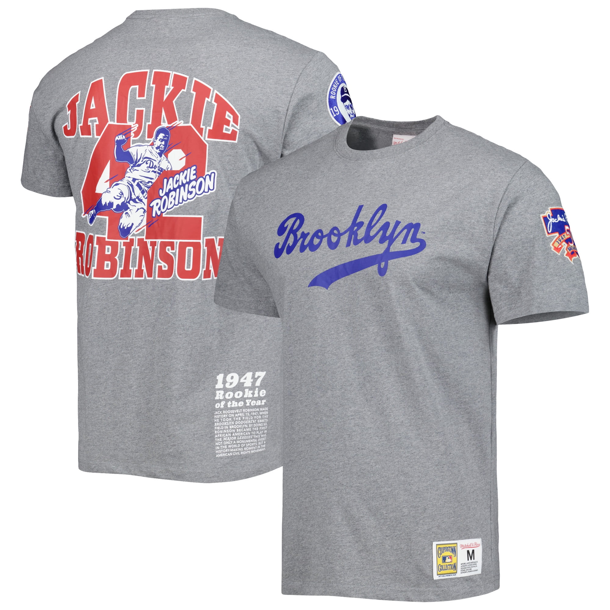 Men's Mitchell Ness Jackie Robinson Gray Brooklyn Dodgers