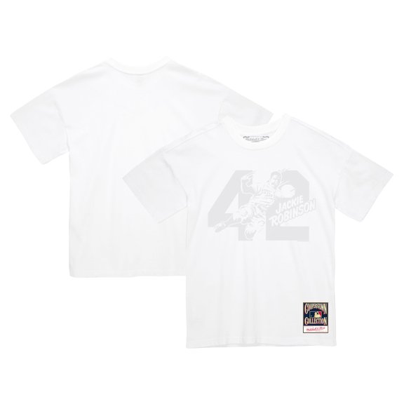 Men's Mitchell & Ness Jackie Robinson White Brooklyn Dodgers Cooperstown Collection Sliding 42 T-Shirt
