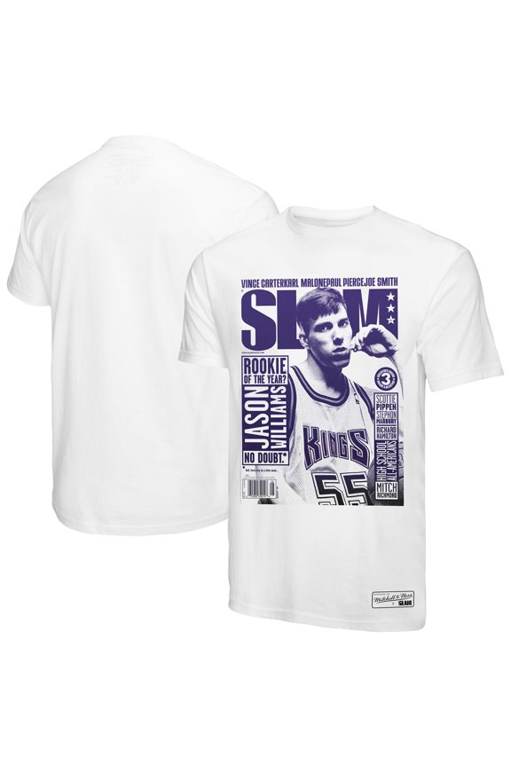 Men's-Mitchell & Ness Jason Williams White Sacramento Kings SLAM Gradient T-Shirt