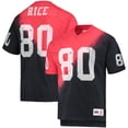 thumbnail image 1 of Men's Mitchell & Ness Jerry Rice Black/Red San Francisco 49ers Retired Player Name & Number Diagonal Tie-Dye V-Neck, 1 of 3