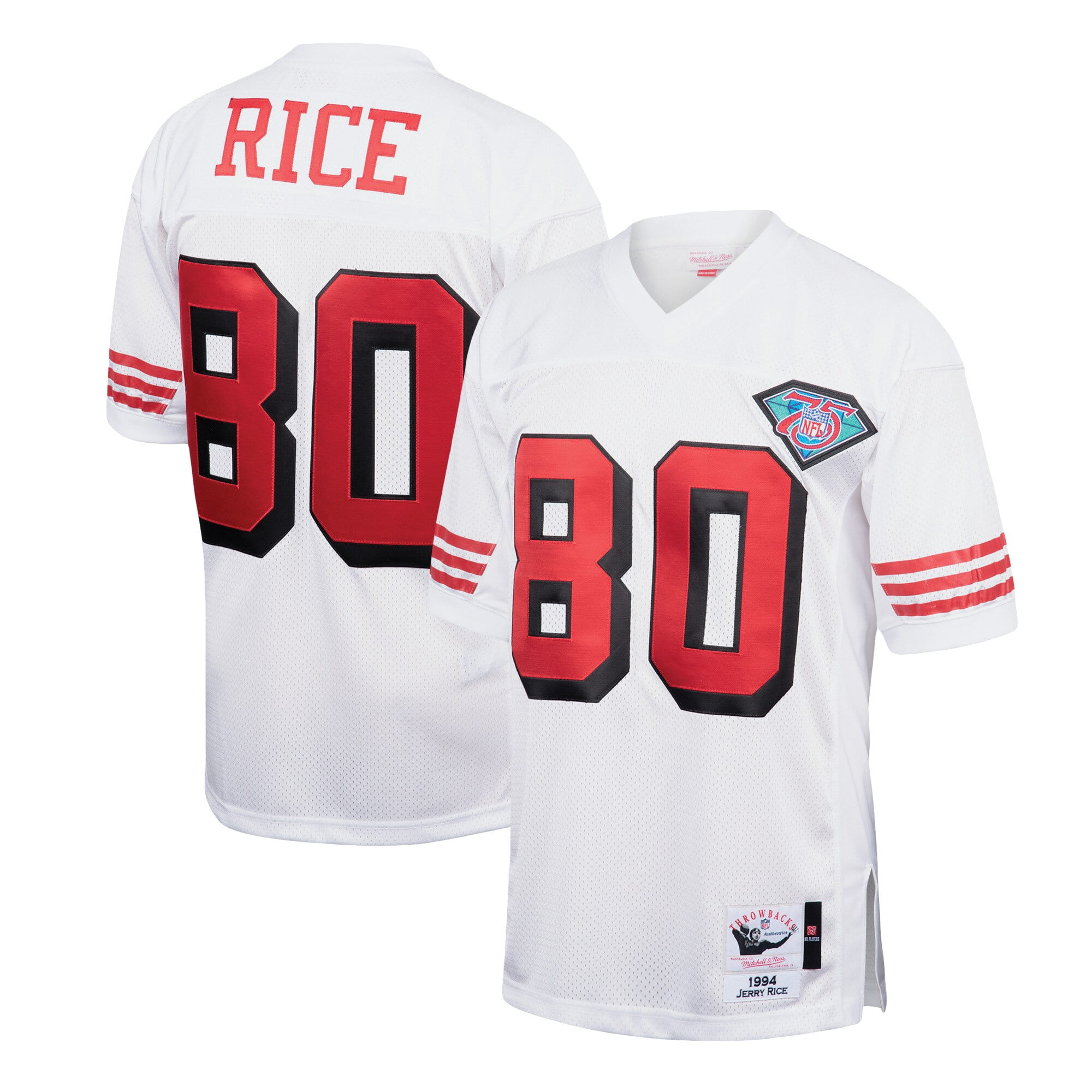 Men's Mitchell & Ness Jerry Rice White San Francisco 49ers 1994 Authentic  Throwback Retired Player Jersey 