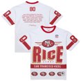 thumbnail image 1 of Men's-Mitchell & Ness Jerry Rice White San Francisco 49ers Name & Number Team Origins Vintage Logo T-Shirt, 1 of 7
