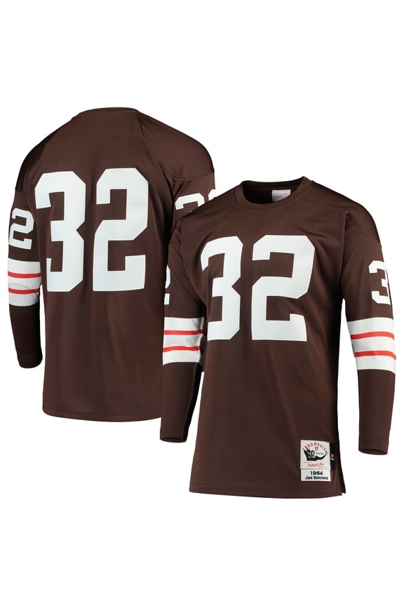Men's Mitchell & Ness Jim Brown Brown Cleveland Browns 1964 Authentic Throwback Retired Player Jersey