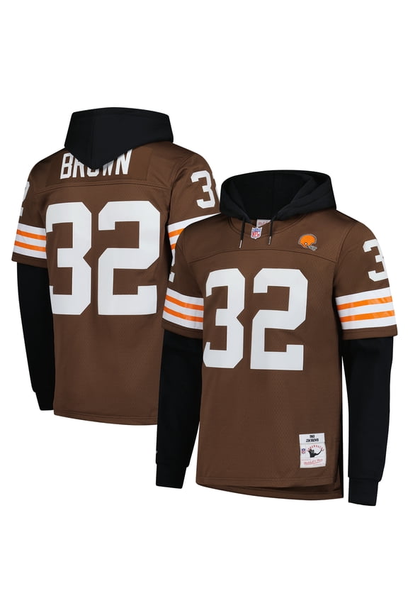 Men's Mitchell & Ness Jim Brown Brown Cleveland Browns Player Name & Number Hoodie Legacy Jersey