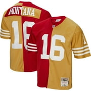 Mens Mitchell & Ness Joe Montana Scarlet / Gold San Francisco 49ers 1990 Split Legacy Replica Jersey